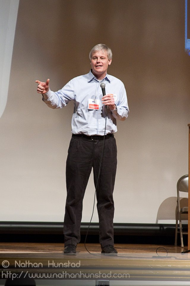 Representative Paul Thissen, also running for governor, addresse